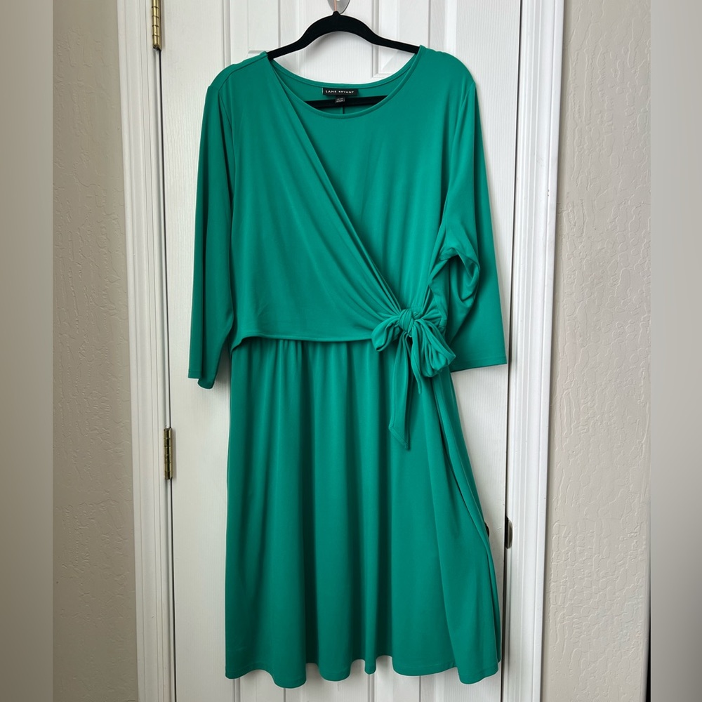 Lane Bryant, three-quarter sleeve, green casual dress
